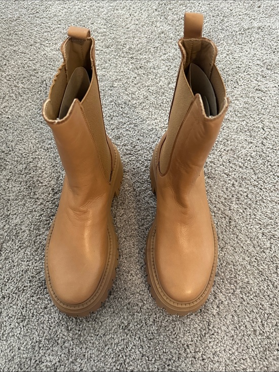 Michele Lopriore Shoes - Michele Lopriore Genuine Leather Chelsea Lug Sole Boots in Caramel Brown Color